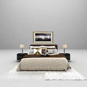 Casa moderna cama de casal com carpete modelo 3d