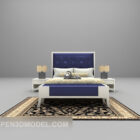 Möbler i vit säng med matta