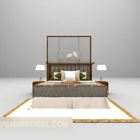 Sängmöbler med matta 3d-modell