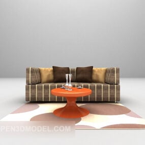 שולחן ספה זוגי מודרני עם שטיח דגם תלת מימד