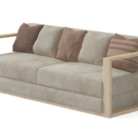Multiplayer Beige Fabric Sofa Furniture 3d model
