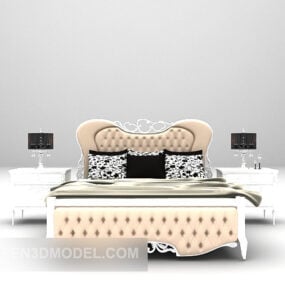 Europejskie klasyczne meble z podwójnym łóżkiem Model 3D