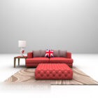 Sofamöbel aus rotem Stoff mit Teppich