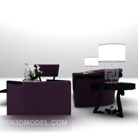Purple Sofa Table Combination Furniture 3d model