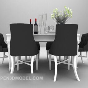 European White Dinning Table Furniture 3d model