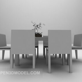 Wood Table And Chair Grey Furniture 3d model