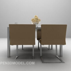 Brown Dinning Table And Chair Combination 3d model