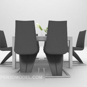 3д модель современной мебели для обеденного стола и стульев