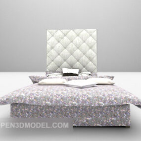 3д модель двуспальной кровати в винтажном одеяле