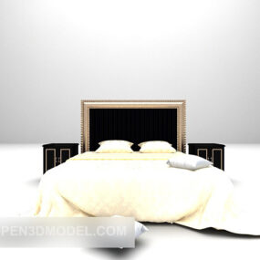Double Bed Yellow White Furniture 3d model