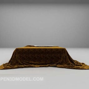 Muebles de cama doble de terciopelo marrón modelo 3d