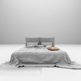 Grey Double Bed Furniture 3d model