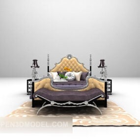 European Luxury Double Bed V3 3d model