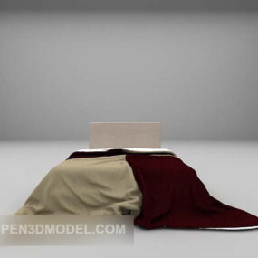 3д модель мебели для двуспальной кровати с коричневым одеялом