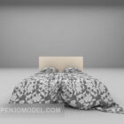 Simple Style Double Bed Grey Blanket