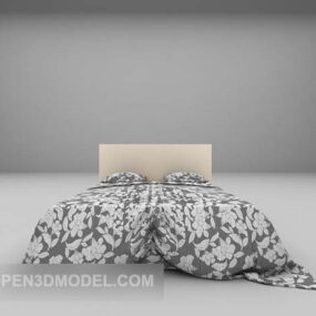 Model 3d Selimut Abu-abu Tempat Tidur Ganda Gaya Sederhana