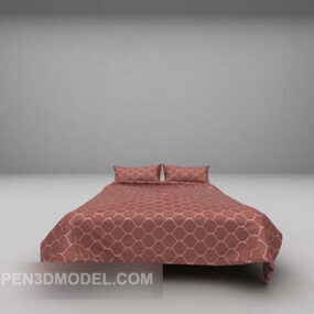 빨간 담요 더블 침대 가구 3d 모델