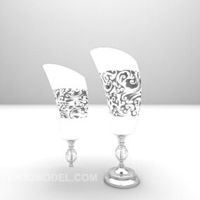 Silver Table Lamp Set-up Furniture 3d model