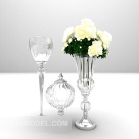Mô hình 3d nội thất chai thủy tinh hoa