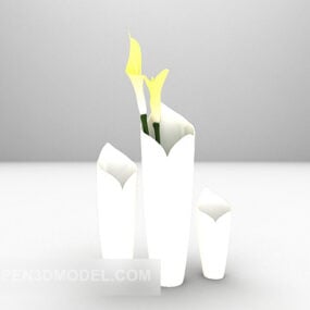 Model 3d Dekorasi Tanaman Vas Kaktus