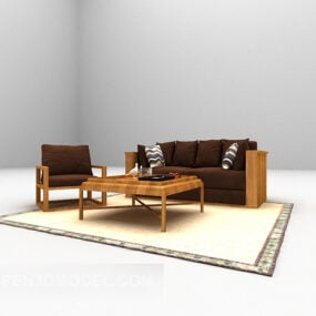 ריהוט שטיח ספה יחידה מעץ דגם תלת מימד