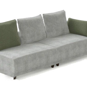 Furnitur Sofa Tiga Orang Kain Abu-abu model 3d