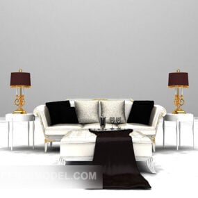 European Three-person Sofa Furniture V1 3d model