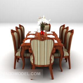 美式餐桌家具3d模型