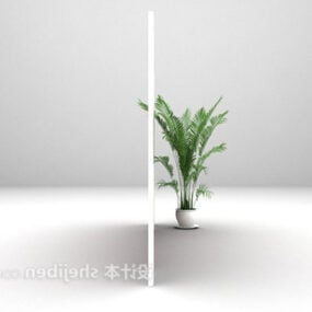 Background Wall Furniture With Potted Plant 3d model