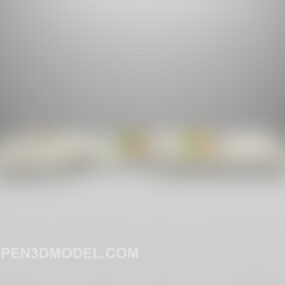 White Leather Combo Sofa 3d model