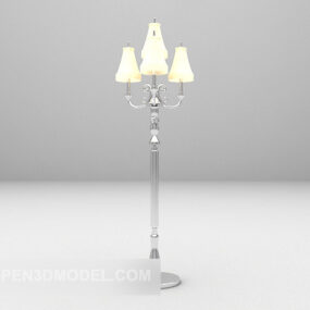 Lámpara de pie vintage con pantalla blanca modelo 3d