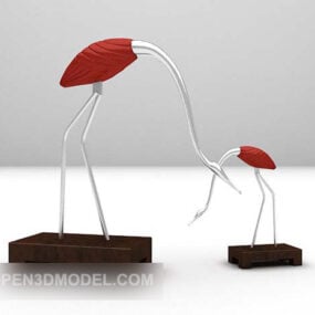 Model 3d Dekoratif Patung Berbentuk Burung
