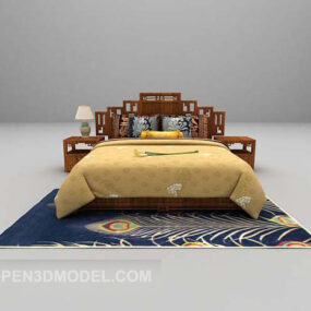 Home Double Bed Yellow Color 3d model