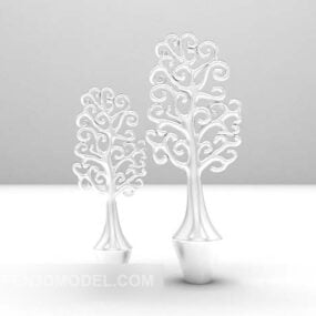 White Small Tree Table Decor 3d model