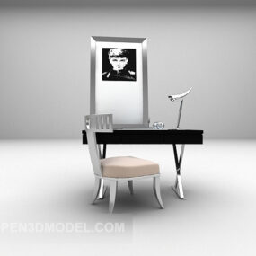 거울이있는 유럽의 간단한 책상 3d 모델