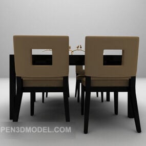 Home Dinning Wood Table And Chair 3d model