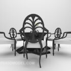 Mesa e cadeira esculpidas pretas