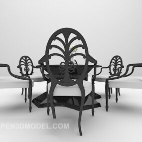 Table et chaise noires de style sculpté modèle 3D
