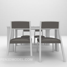 Mesa e cadeiras simples de jantar modelo 3D