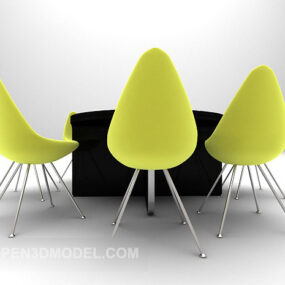 Moderni ruokapöytä vihreä tuoli 3d-malli