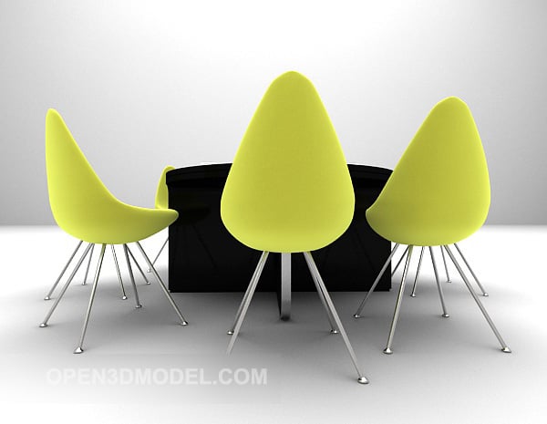 モダンなダイニングテーブルグリーンの椅子