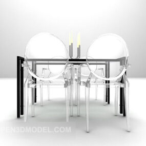 Moderni ruokailuryhmäpöytä ja tuoli 3d-malli