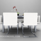 Table et chaise moderne en tissu blanc