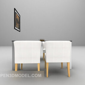 식사 현대 나무 테이블과 의자 3d 모델