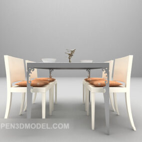 European Dinning Table With White Chair 3d model