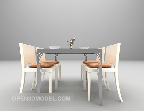 Европейский обеденный стол с белым стулом