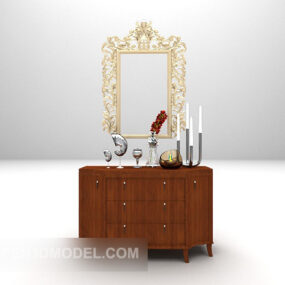 خزانة القاعة مع المرآة العتيقة نموذج ثلاثي الأبعاد
