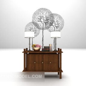 Side Cabinet With Table Decorative 3d model