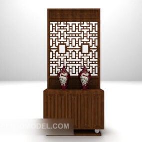 Chinese Hall Cabinet With Carving Screen 3d model