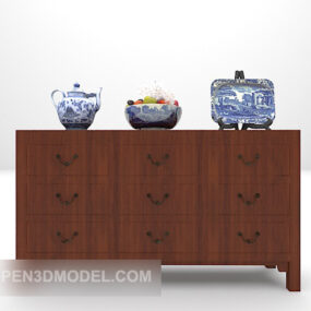 Chinese Side Cabinet Set 3d model